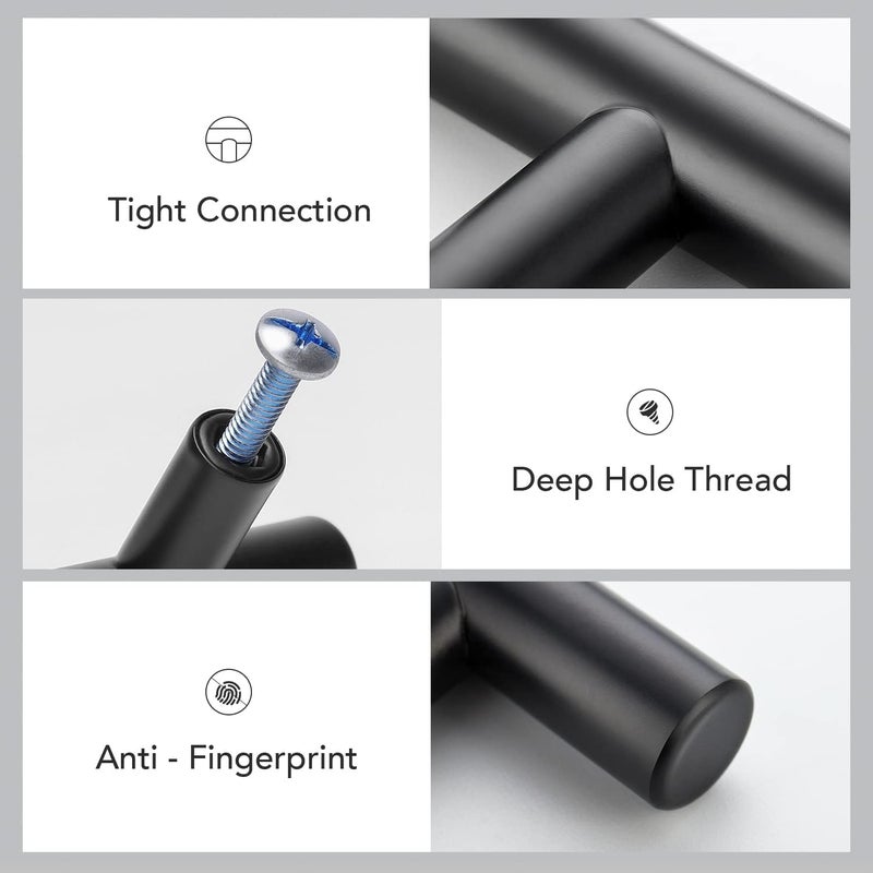HomeExpert Home Expert 10 Pack 4 Inch Black Cabinet Handles Matte Black Cabinet Pulls Black Dresser Drawer Pulls Stainless Steel Kitchen Cabinet Handles Matte Black 6-3/8 Inch Overall Length - Image 5